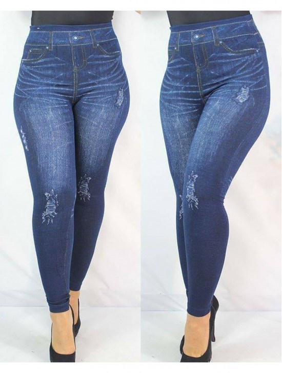 Denim Style Stretchy Leggings (Non-Fleeced) (One Size)